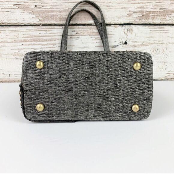 Woven Metallic Beaded Embellished Shoulder Bag - Picture 4 of 5